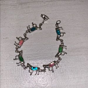Fun iridescent multi horse bracelet 7.25”